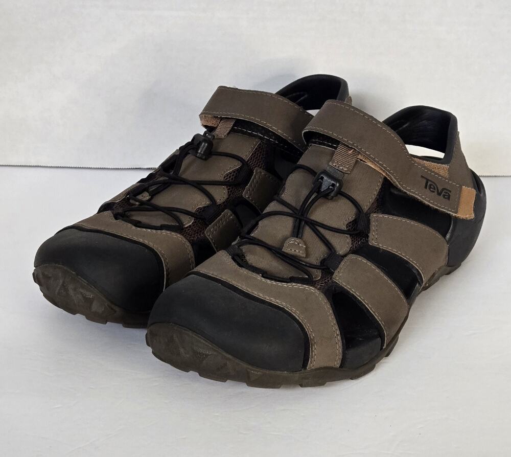 TEVA Flintwood Men Sz 12 Hiking Sandals Turkish Coffee Brown Closed Toe NWOT